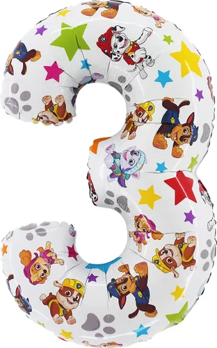 Vista 5 de Toyland® Globo de papel de aluminio con el número de la Patrulla Canina de 26 pulgadas, globos de fiesta para niños, número 1-6 disponible (número 1)