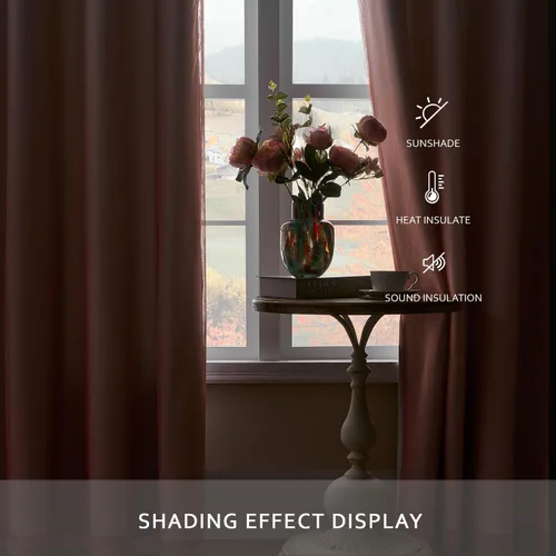 Vista 3 de naturetalk Cortinas opacas para oscurecer la habitación con degradado traslúcido, juego de 2 paneles de cortina – Parte superior con ojales