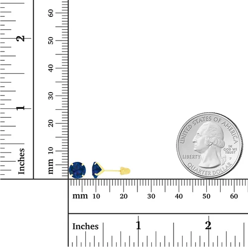 Vista 4 de Aretes de tuerca con tuerca de oro macizo de 14 quilates, hipoalergénicos, de 0.236 in, con piedra natal redonda