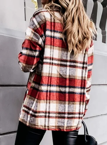 Vista 2 de Dokotoo - Camisa de pana abotonadas para mujer, diseño de manga larga, estilo novio, sobredimensionada
