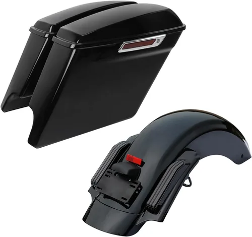 Vista 11 de TCT-MOTORPARTS Alforjas alargadas de 5 pulgadas con tapas de altavoces de 5x7" y sistema de guardabarros trasero LED para Harley Touring Street Road