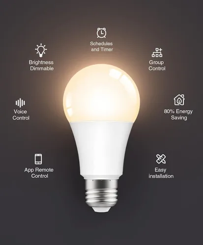 Vista 2 de Bombilla inteligente Wi-Fi (blanca), paquete de 6, compatible con Alexa y Google Assistant