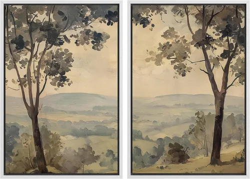 Vista 148 de MUDECOR Lienzo enmarcado para pared, bosque brumoso, reflejos, paisaje tranquilo, ilustraciones modernas, arte decorativo, bohemio, tranquilo/zen