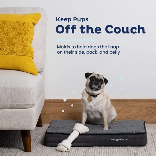 Vista 5 de Snuggle-Pedic Cama para perros de espuma viscoelástica, camas de felpa impermeables para mascotas con cubierta interior y exterior extraíble, parte
