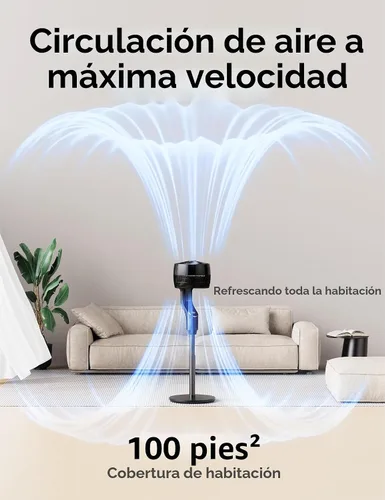 Vista 2 de JRD Ventilador para dormitorio, ventilador oscilante de 70°, ventiladores de pedestal silencioso de 100 pies para oficina en casa, vertical manual
