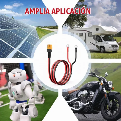 Vista 6 de ELFCULB Cable Terminal XT60 a Anillo O, Cable Conector Hembra XT60 de 10AWG a Anillo O con Cable Puro Estañado para Batería RC Solar Estación