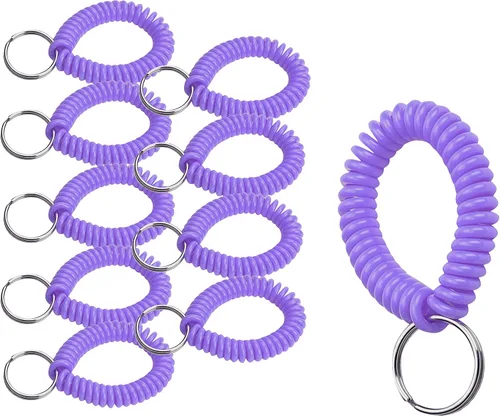 Vista 50 de Lucky Line - Resorte de muñeca en espiral de 2 pulgadas de diámetro con llavero de acero, multicolor, pulsera flexible para muñeca, se estira hasta