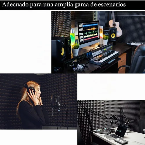 Vista 4 de Paquete de 2 espuma piramidal a prueba de sonido, panel acústico de alta densidad insonorizado de 48 x 24 x 2 pulgadas para pared, espuma de estudio