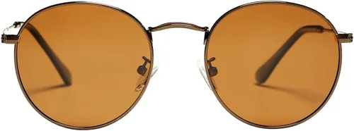 Vista 5 de Pro Acme Gafas de sol polarizadas de metal redondas pequeñas para mujer, estilo retro de diseñador