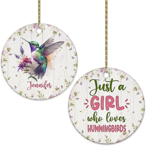 Vista 38 de Hyturtle Adorno de Navidad personalizado para amantes del panda rojo, adorno de cerámica con nombre personalizado de Just A Girl Who Loves Red