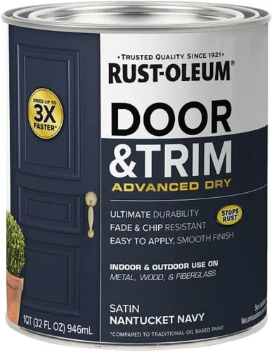 Vista 11 de Rust-Oleum 369387 Pintura Advanced Dry para Puerta y Embellecedor, Cuarto de galón, Gris Alpino satinado