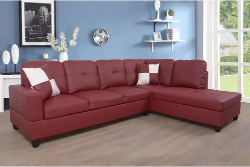 Vista 18 de A Ainehome Juego de sofá de sala de estar, 2 piezas, sofá seccional en forma de L, sofá de piel sintética con diván para sala de A-Negro