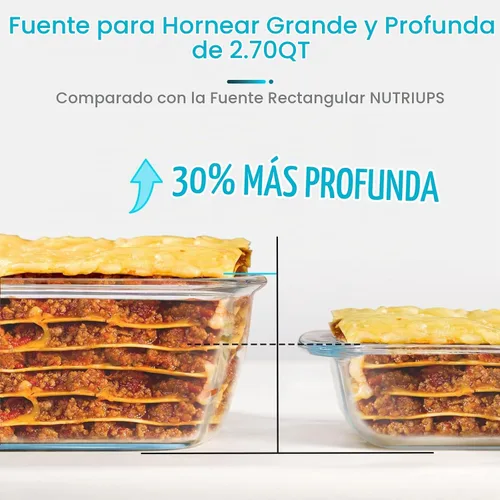 Vista 3 de NUTRIUPS Juego de 2 fuentes cuadradas para hornear de vidrio de 9 x 9 y 7 x 7 pulgadas con tapa, molde para hornear profundo, apto para horno