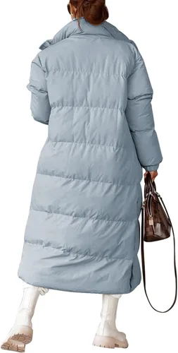 Vista 4 de Zwurew Chaqueta acolchada ligera acolchada para mujer, abrigos largos de primavera e invierno, con cremallera, ropa de abrigo holgada