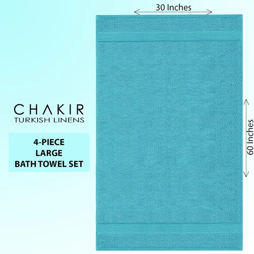 Vista 5 de Chakir Turkish Linens Toallas turcas de alta calidad 100% algodón para baño, toallas de baño grandes de 30 x 60 pulgadas (4 piezas, aguamarina)