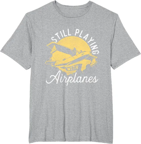 Vista 42 de Still Playing With Airplanes - Camiseta de control remoto RC Avión Piloto, Negro