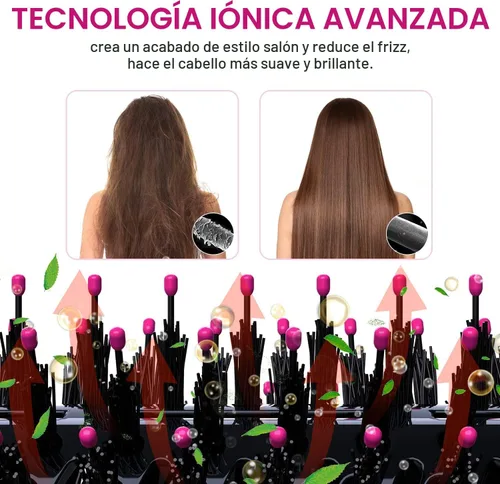 Vista 6 de Cepillo secador de pelo en uno, cepillo profesional de aire caliente 4 en 1, secador de pelo de un solo paso y estilizador voluminizador con iones