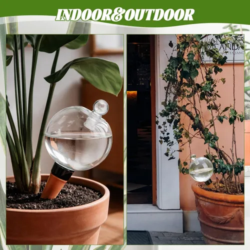Vista 8 de Paquete de 4 globos de riego de plantas de 17.5 onzas con tapas, inserto de riego automático, bombillas de agua de plástico para plantas