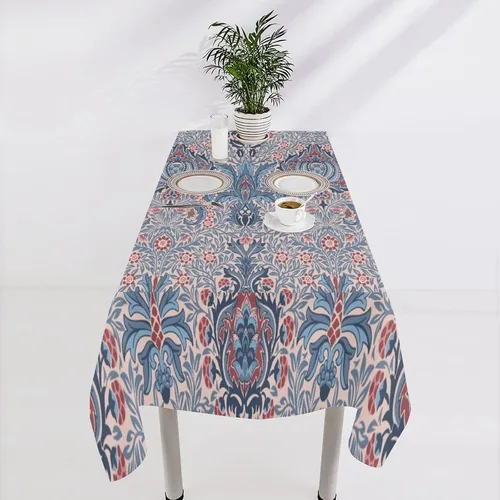 Vista 76 de Mantel Floral Retro de Pájaros, Diseño Original Bohemio William Morris Estampado Cubierta de Mesa para Hogar Picnic Fiesta Comedor Cocina William