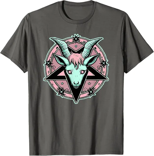Vista 101 de Camiseta Kawaii Paste Creepy Goat Pentacle, Negro