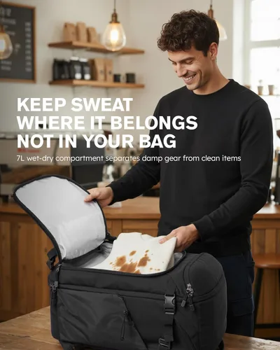 Vista 4 de Tolaccea Mochila de Viaje Carry On 40L, Mochila para Laptop con 3 Cubos de Embalaje, Bolsa de Lona Aprobada para Vuelos para Hombres y Mujeres, Negro