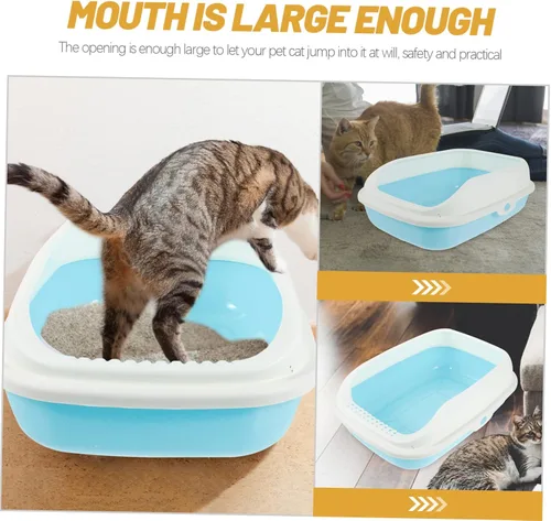 Vista 7 de Caja de arena para gatos con diseño semicerrado, prevención de derrames para el hogar, para gatos, estilo pala incluida