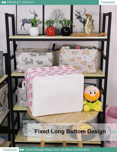 Vista 9 de FANKANG - Canasta plegable de almacenamiento para guardería, con revestimiento de polietileno impermeable, de grand tamaño, para niños y niñas