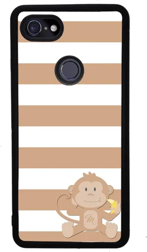 Vista 4 de Funda de goma negra personalizada de mono marrón y blanco compatible con Google Pixel 10, 10 Pro, 10 Pro XL, 9a, 9 Pro, Pixel 9, Pixel 9 Pro XL, 8a