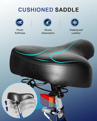 Vista 6 de Triciclo para Adultos, bicicleta todoterreno de 3 ruedas con neumáticos gruesos de 20 pulgadas, 7 velocidades de servicio pesado, capacidad de 450