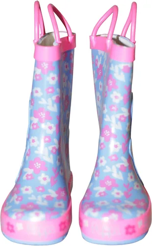 Vista 5 de Peppa Pig Wellies Flower Girl's Easy-On Handles Pink Blue Rain Welly Boots