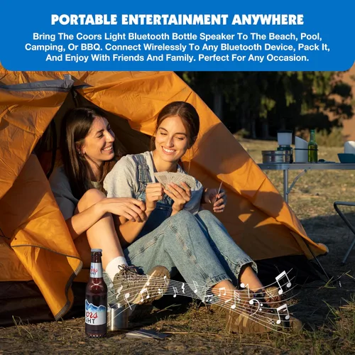 Vista 4 de Coors Light - Altavoz Bluetooth con Forma de Botella con Estéreo de Alta Fidelidad, Resistente a Salpicaduras, 6H de Reproducción y Puerto AUX