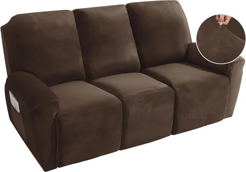 Vista 40 de MAXIJIN Funda reclinable de terciopelo de 4 piezas, funda elástica de felpa suave para silla reclinable, gruesa y suave, funda para silla Beige