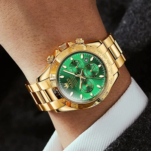 Vista 4 de OLEVS Reloj de vestir de lujo para hombre, automático, automático, impermeable, luminoso, multifuncional, de acero inoxidable, casual, de negocios