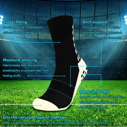 Vista 2 de L04AYABY Grip Socks - Calcetines deportivos de fútbol para hombre, antideslizantes, calcetines acolchados para correr, fútbol, paquete de 134