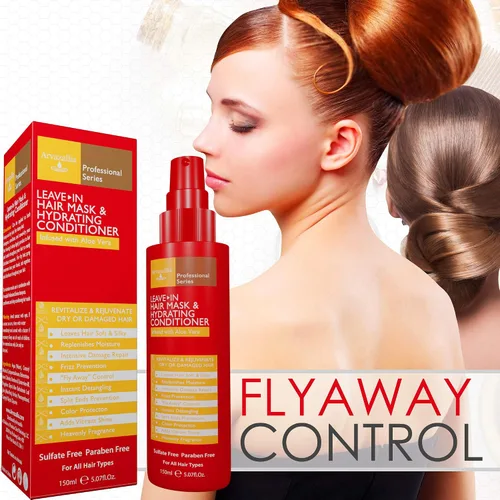 Vista 6 de Arvazallia Mascarilla capilar sin enjuague y acondicionador hidratante en aerosol para cabello seco o dañado, acondicionador e hidratante de grado