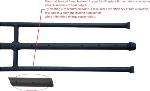 Vista 5 de Quemador Rectángulo de Gas para Hoguera y Chimenea H-Quemador H para Quemador de Chimenea de Gas con 3 Tubos (30.48 cm) Patente Solicitada