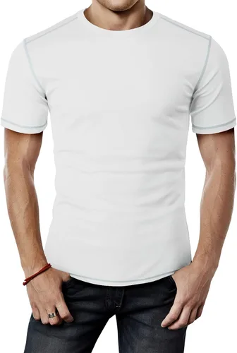 Vista 7 de H2H Camisetas de manga corta de compresión Cool Dry para hombre Cmtts263-negro