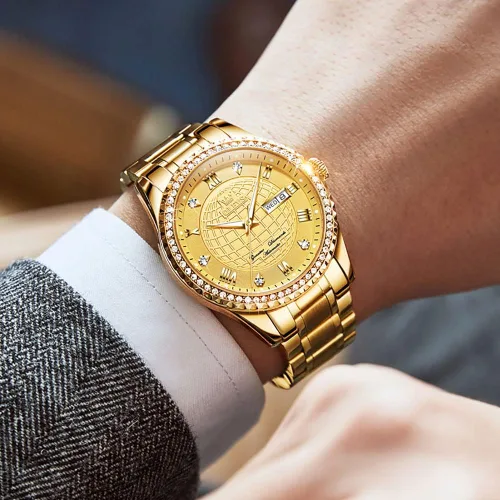 Vista 4 de OLEVS Relojes para hombre, de cuerda automática, de lujo, para negocios, mecánicos, automáticos, de acero inoxidable, impermeable, luminoso