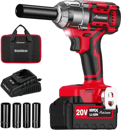 Vista 10 de AVID POWER Llave de impacto, pistola de impacto de 1/2 pulgada sin escobillas, par máximo de 332 pies-libras (450 N.m), llaves de impacto