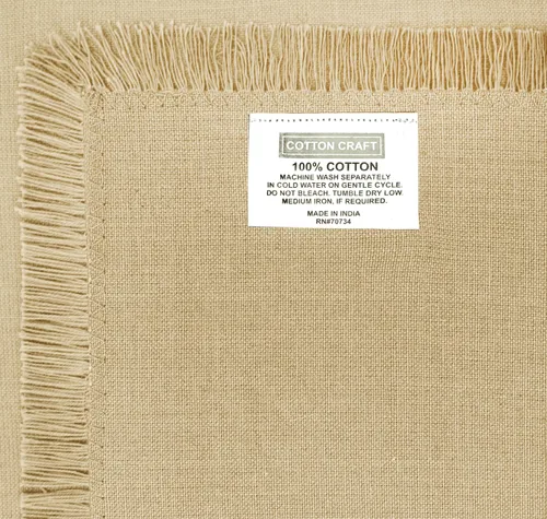 Vista 5 de COTTON CRAFT Servilletas de tela con borde de flecos - Juego de 12 servilletas suaves de algodón puro - Servilletas reutilizables para almuerzo