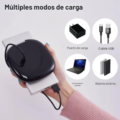 Vista 5 de Mocado Espejo de maquillaje compacto LED con aumento para viajes - 4 pulgadas 1X/10X de aumento, pequeño de bolsillo, doble cara, regulable, USB