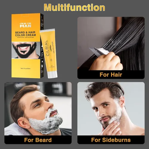 Vista 4 de Tinte para barba para hombres, colorante de barba para hombres, tinte negro para bigote y barba para hombres, 3 piezas de tinte de barba para hombre