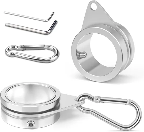 Vista 13 de Paquete de 2 anillos de poste de bandera de aleación de aluminio, anillos de montaje de bandera giratorios de 360 grados, kit de poste de bandera