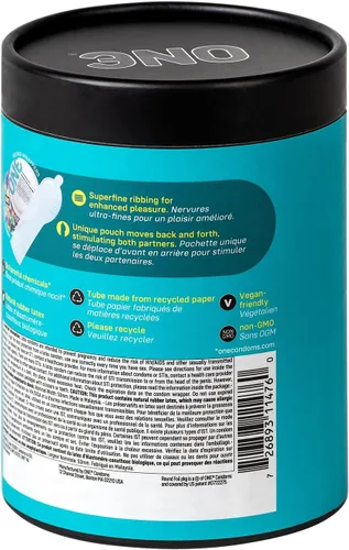 Vista 7 de ONE Pleasure Plus Condones Estimulación Dual Condones de Látex Ultra Delgados Extra Lubricados Triple Probados No Tóxicos, Veganos, Sin