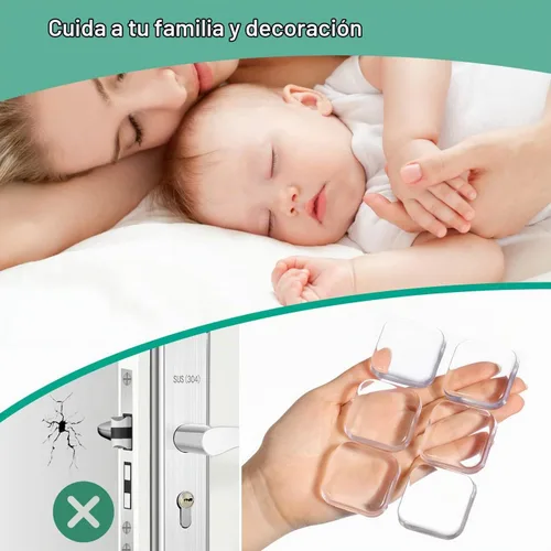 Vista 2 de Protector de pared para tope de puerta, protector de pared contra pomos de puerta, resistente, autoadhesivo, suave y transparente, lavable