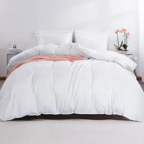 Vista 8 de HOMBYS - Funda de edredón de tamaño King extragrande de 120 x 120 pulgadas, funda de edredón ultra suave de microfibra blanca para todas