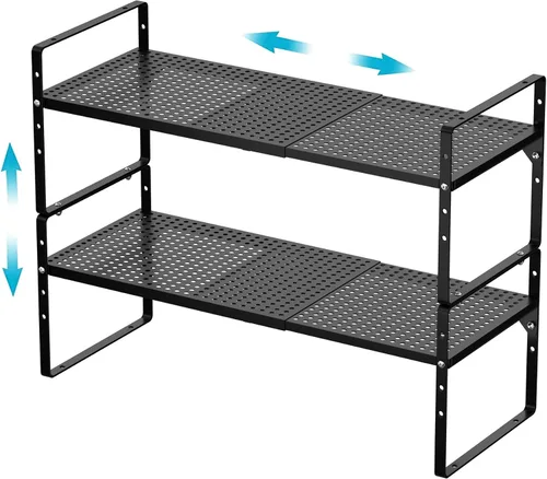 Vista 10 de iPEGTOP Estante organizador de estante de almacenamiento expandible para gabinete, estante de especias de metal apilable de acero resistente, altura