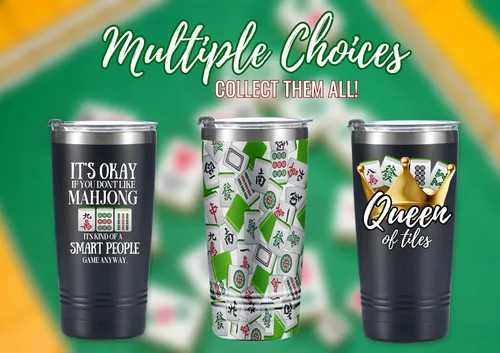 Vista 3 de Onebttl Mahjong Regalos para mujeres/hombres, regalos divertidos para los amantes de Mahjong, taza de acero inoxidable aislada de 20 onzas