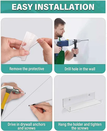 Vista 5 de Soporte para discos de vinilo acrílico de 7 pulgadas, soporte transparente para álbum de pared de CD, estantes flotantes invisibles para discos