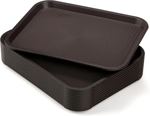 Vista 10 de Yarlung Paquete de 12 bandejas de comida rápida, 13.7 x 10.5 pulgadas, bandeja de plástico para servir restaurante, bandejas de cafetería para mesa